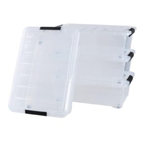 Qskely 20 L Clear Under Bed Containers, 4 Pack Under Bed Plastic Latch Storage Totes with Wheels