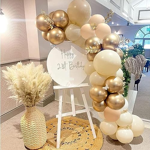 Blush Gold Beige Neutral Balloons 50pcs 12 inch Blush Champagne Gold Latex Balloons Sand White Nude Apricot Helium Balloons for Birthday Party Decoration Wedding Baby Shower Bride DIY Supplies