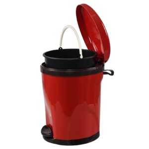 Ysmiltion 2.6 Gallon Plastic Step On Trash Can, Round Plastic Garbage Can, Red