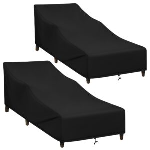 sunpatio chaise lounge covers outdoor waterproof, 2 pack patio lounge chair covers with windproof straps, outdoor patio furniture covers all weather protection, 70" x 30" x 26" h, black