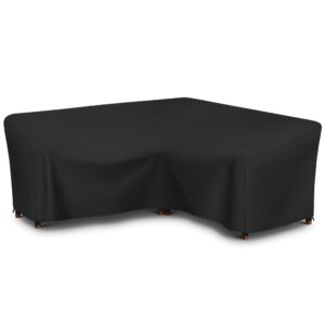 sunpatio outdoor sectional sofa cover, patio furniture covers 420d waterproof couch cover v-shaped cover for sofa uv resistant windproof,all weather protection 100" w (on each side) black