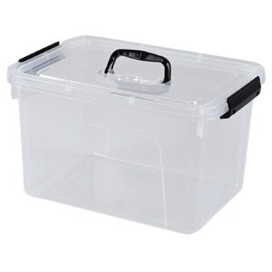 Fabnati 10 L Clear Plastic Storage Bin with Handle, Latching Storage Box Bin with Lid, 1 Packs