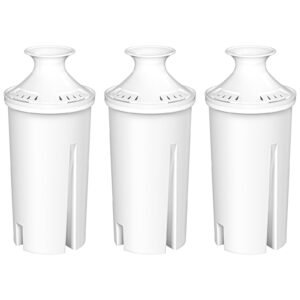 3-pack water filter replacements for brita water pitchers and dispensers, nsf 53&42 certified to reduce cadmium, mercury, copper, zinc, bpa free, lasts 2 months or 40 gallons