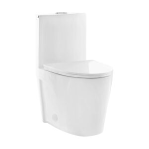 Swiss Madison Well Made Forever SM-1T254 St. Tropez One Piece Toilet, 26.6 x 15 x 31 inches, Glossy White & ALPHA BIDET JX Elongated Bidet Toilet Seat, White, Endless Warm Water, Rear and Front Wash