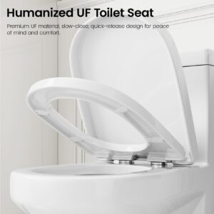 Compact One Piece Toilet for Bathroom, Space-Saving Powerful Dual Flush Round Small Toilet, Average 1.28 GPF, Skirted Toilet with Upgraded UF Quiet & Soft Close Seat (12" Rough-in Toilet)