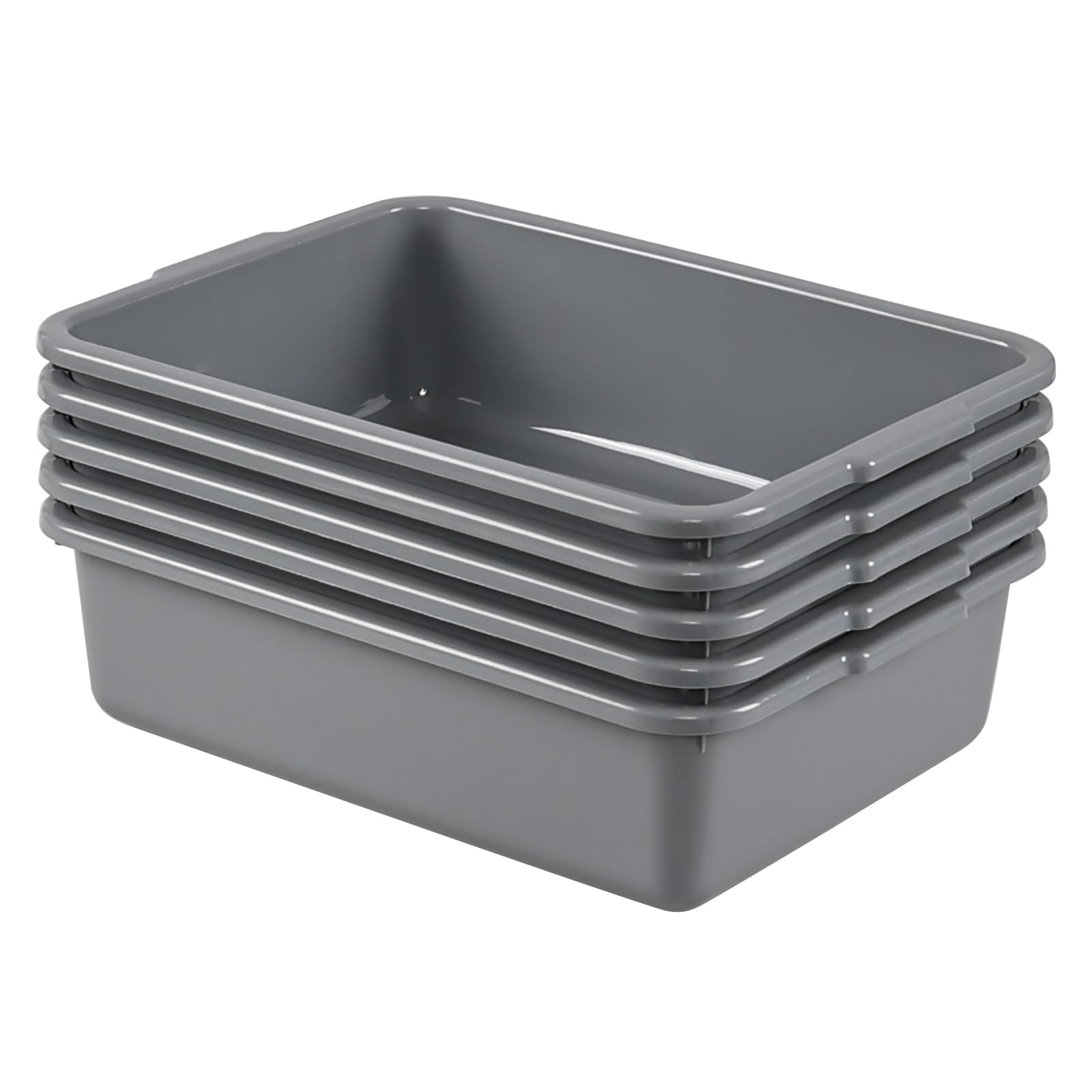 Fabnati 5-Pack 8 L Commercial Bus Box Tub, Small Dish Bus Tubs, Grey