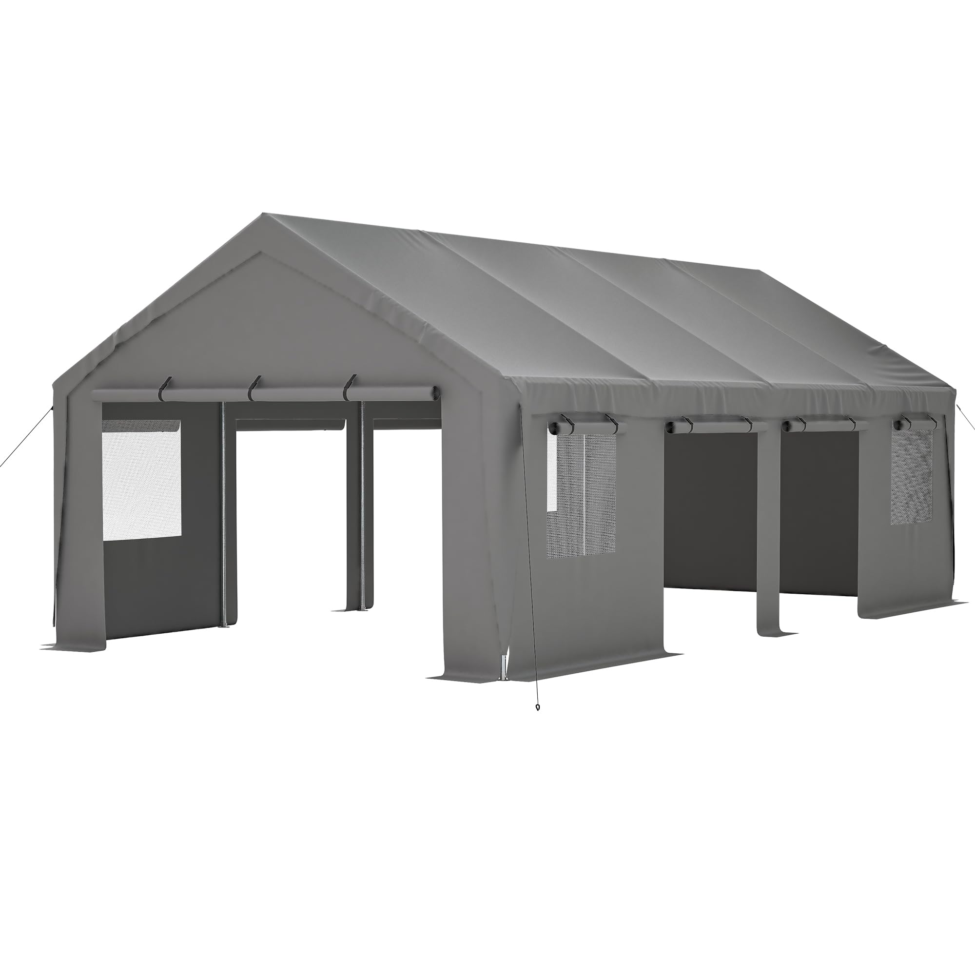 Jaxilyn Carport 13x25ft Portable Garage Car Canopy Heavy Duty Car Port with Mesh Windows and Removable Sidewalls UV Resistant Waterproof All-Season Tarp for SUV,Boat,Car, Truck Gray