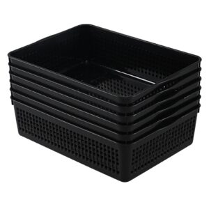 hayixia 6-pack plastic paper storage basket tray, organizer basket trays, black