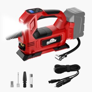 cordless tire inflator air compressor for milwaukee m18 battery, 150psi portable led light handheld air pump with digital pressure gauge for cars motorcycles bikes sport balls(battery not included)