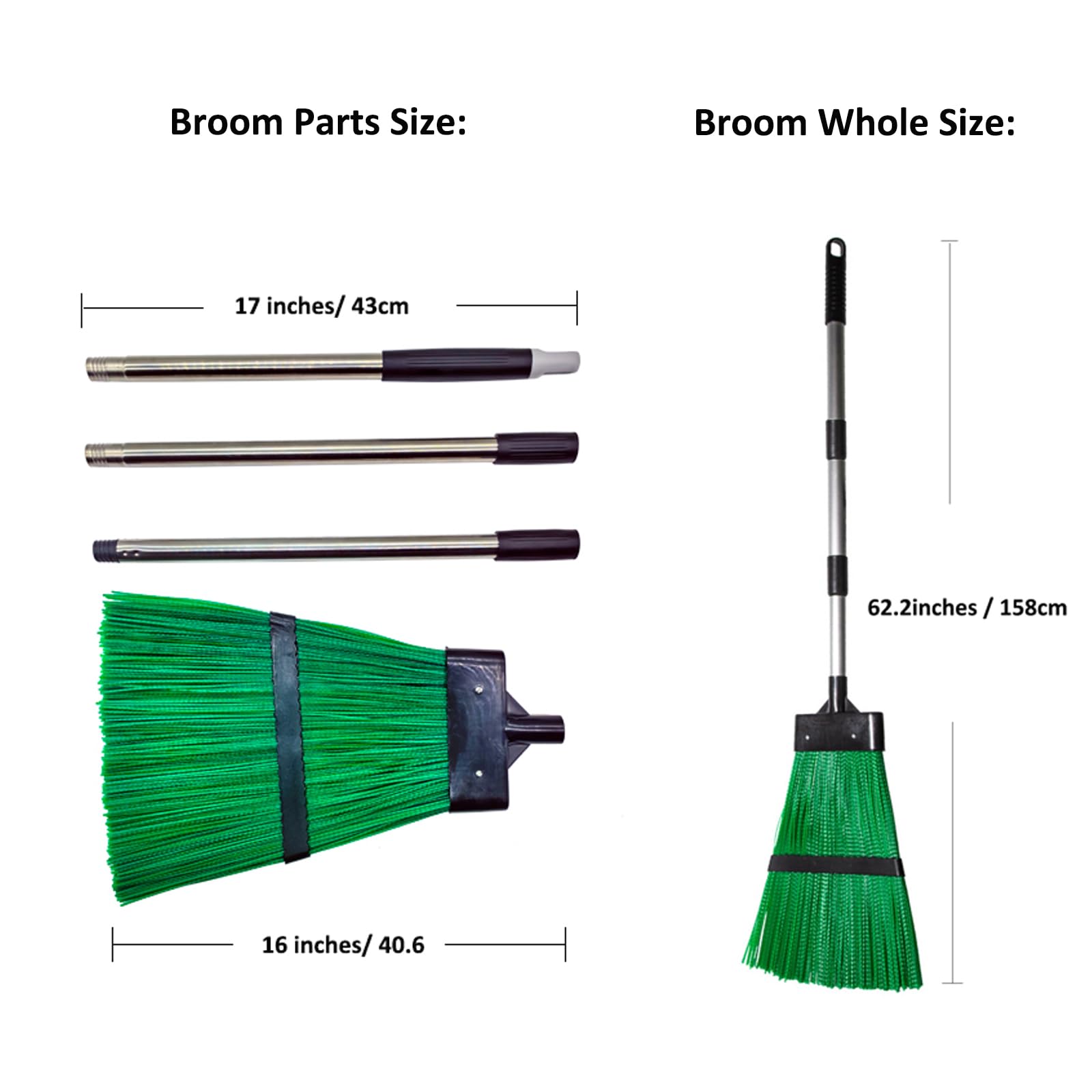 Xifando Courtyard Broom-Heavy Duty Broom Long Handle Outdoor Commercial Angle Broom for Courtyard Ourdoor Travel Camping