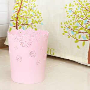 Laqerjc Paper Basket Plastic Trash Can Hollow Flower Wastepaper Basket Round Lidless Garbage Container Bin