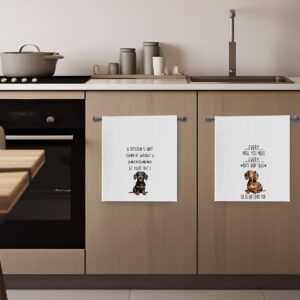 Geqtt Funny Dachshund Dish Towels set - Dachshund Gifts Waffle Weave Kitchen Towels, Dachshund Decorative Hand Tea Towels for Bathroom Kitchen, Weiner Dog Gifts for Women (16×24 Inches Set of 2)