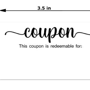 Coupon Cards, Gift Certificate , Present Voucher For Bridal Shower, Baby Shower, Family Reunion, Holiday Celebrations, Newlyweds Reception, Graduation, Birthday Events, Redeemable 50 Cards 3.5"x2". Made in USA