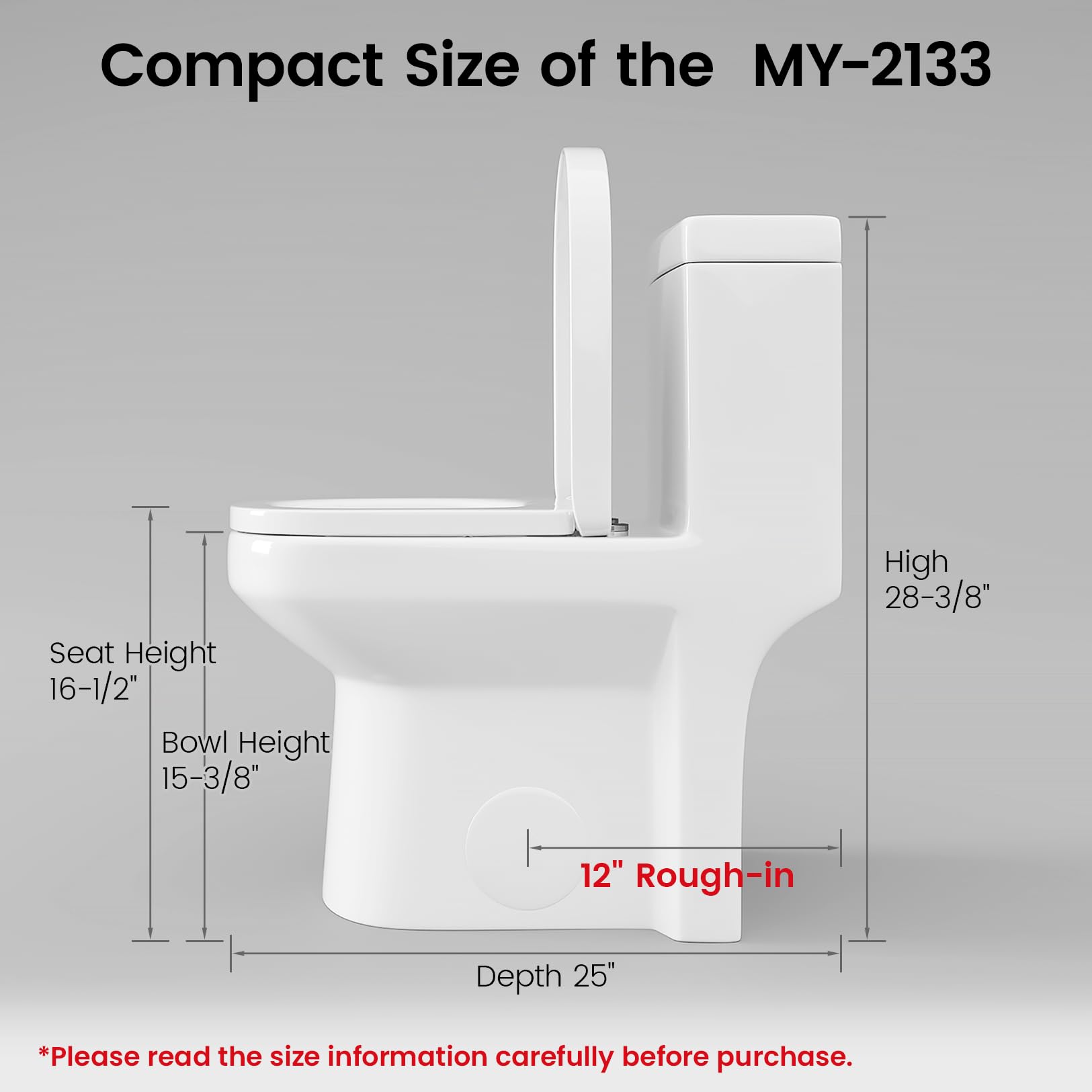 Compact One Piece Toilet for Bathroom, Space-Saving Powerful Dual Flush Round Small Toilet, Average 1.28 GPF, Skirted Toilet with Upgraded UF Quiet & Soft Close Seat (12" Rough-in Toilet)