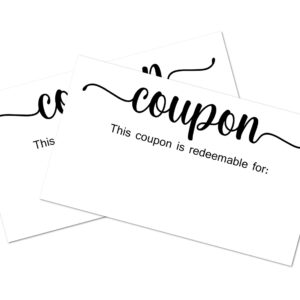 Coupon Cards, Gift Certificate , Present Voucher For Bridal Shower, Baby Shower, Family Reunion, Holiday Celebrations, Newlyweds Reception, Graduation, Birthday Events, Redeemable 50 Cards 3.5"x2". Made in USA