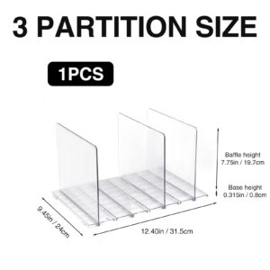 Acrylic Shelf Dividers Clear Closet Shelves Divider for Clothes Purse Bag Handbag Organizer Sunglasses, Adjustable Plastic Acrylic Shelves Organization for Home kitchen Bedroom Bathroom (3 PACK)