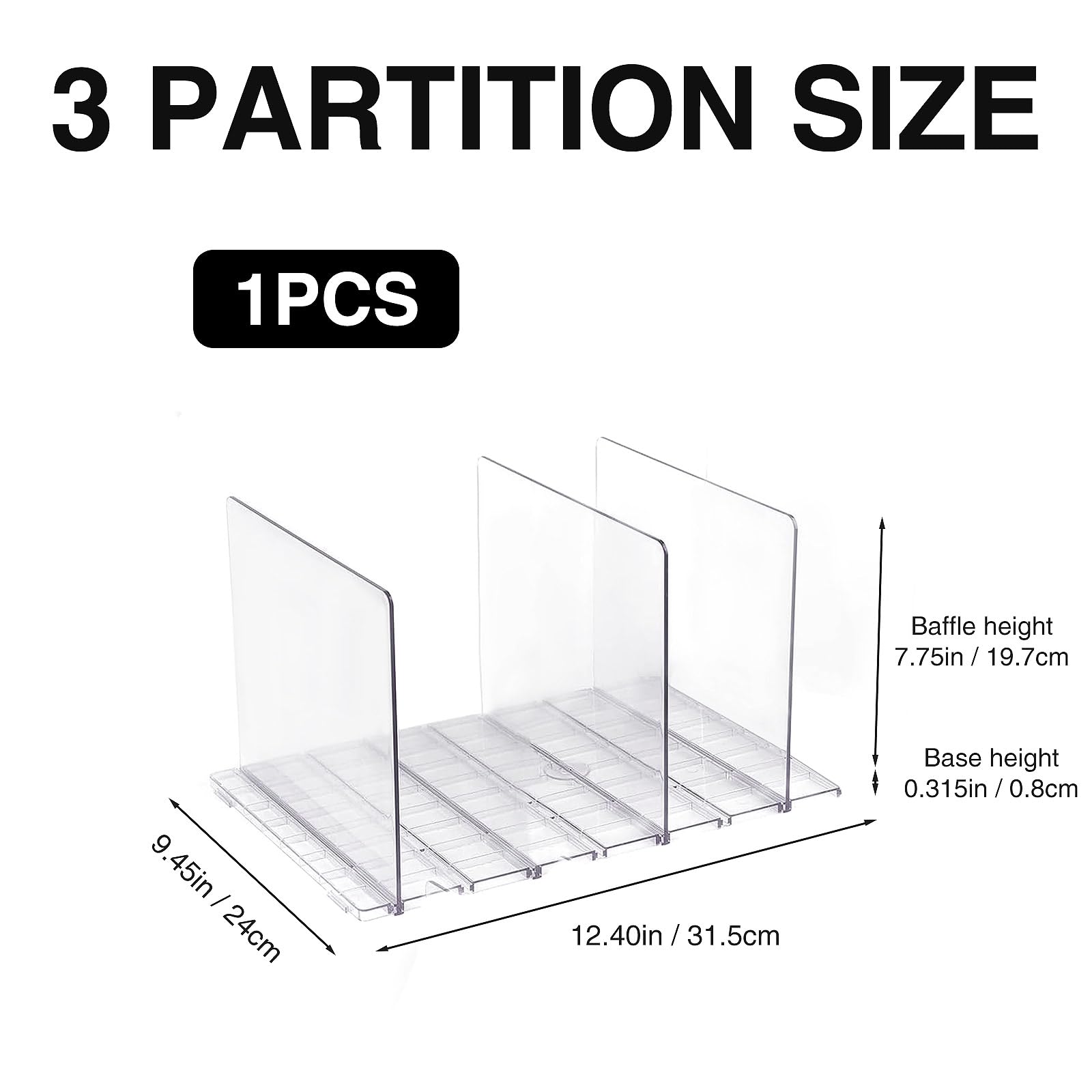 Acrylic Shelf Dividers Clear Closet Shelves Divider for Clothes Purse Bag Handbag Organizer Sunglasses, Adjustable Plastic Acrylic Shelves Organization for Home kitchen Bedroom Bathroom (3 PACK)