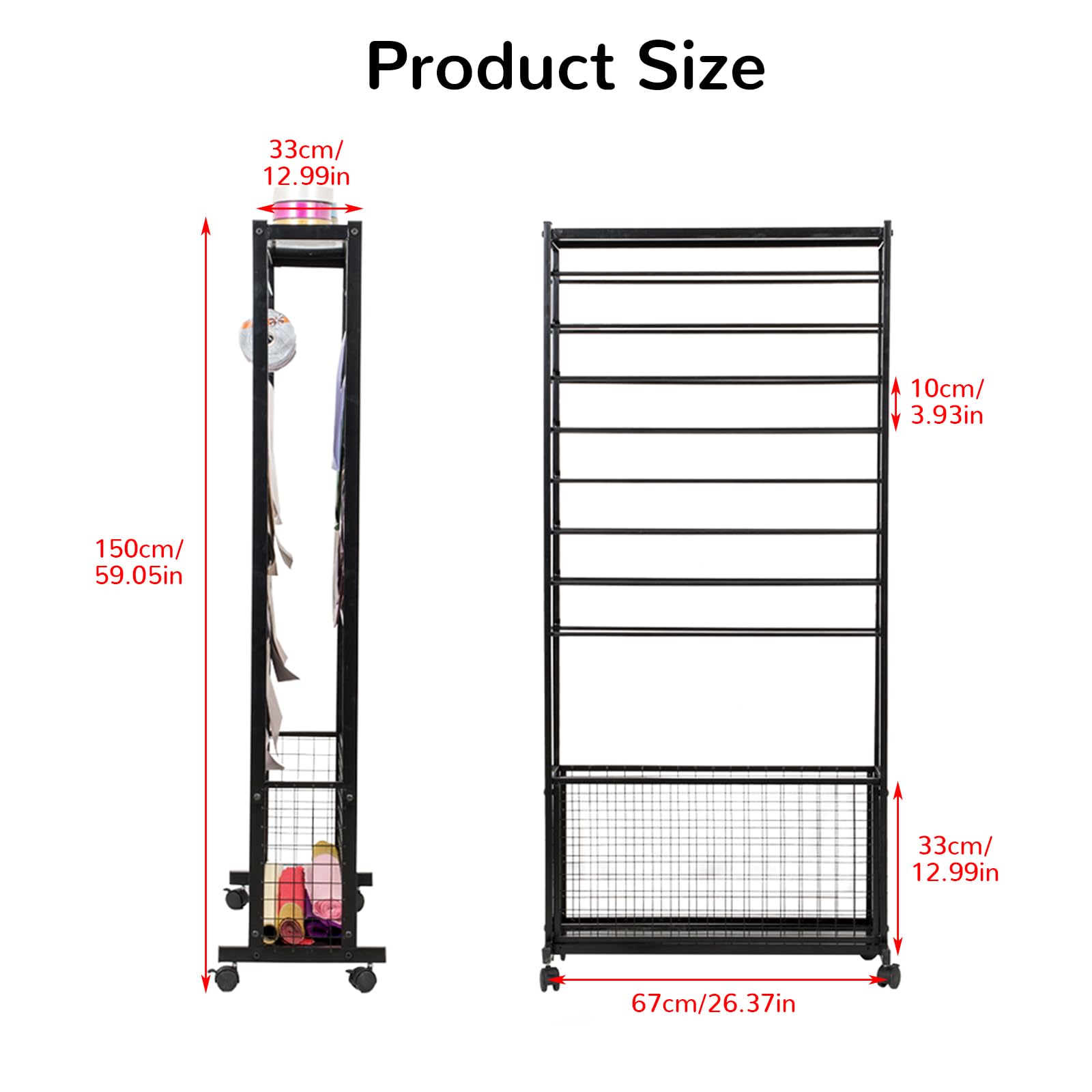 Stranthother Double-Sided 16-Layer Ribbon Holder Organizer Rack,Ribbon Holder,Ribbon Storage,Metal Large Capacity Ribbon Stand Organizer,Ribbon Display Rack Storage Shelf For Craft Room,Wrapping Paper