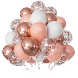 60pcs rose gold balloons 12 inch white and rose gold latex balloons rose gold confetti balloon for birthday party wedding graduation bridal shower decorations