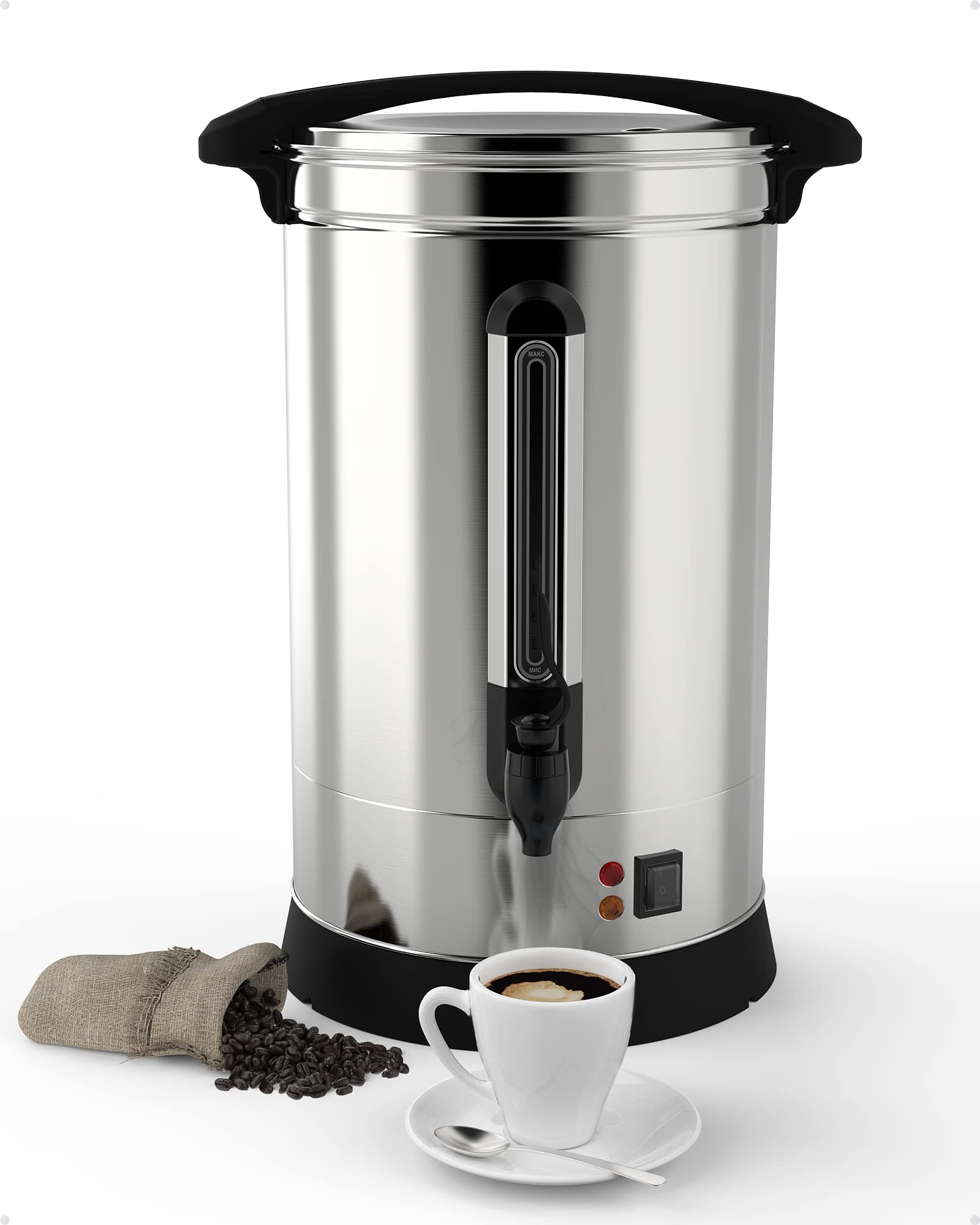 Takywep 120 Cup Stainless Steel Coffee Urn, Large Capacity Commercial Coffee Maker Perfect for Church, Meeting rooms, Lounges, and Other Large Gatherings-18L