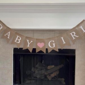 Shimmer Anna Shine Baby Girl Burlap Banner for Baby Shower Decorations and Gender Reveal Party (Light Pink Heart)