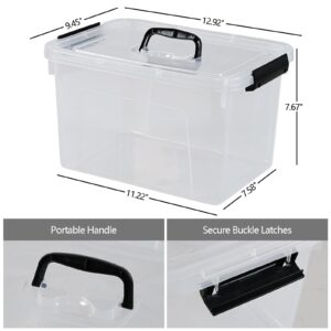 Fabnati 10 L Clear Plastic Storage Bin with Handle, Latching Storage Box Bin with Lid, 1 Packs