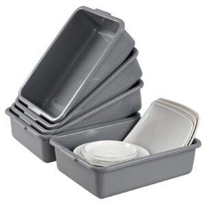 Fabnati 5-Pack 8 L Commercial Bus Box Tub, Small Dish Bus Tubs, Grey