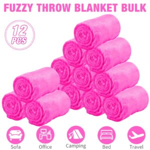 SmoothNovelty 12 Pcs Easter Fleece Blankets for Girls Sleepover Party Soft Fuzzy Throw Blanket 40 x 60 Inch Warm Flannel Blanket for Teenager Bed Travel SPA Moive Party (Rose Red)