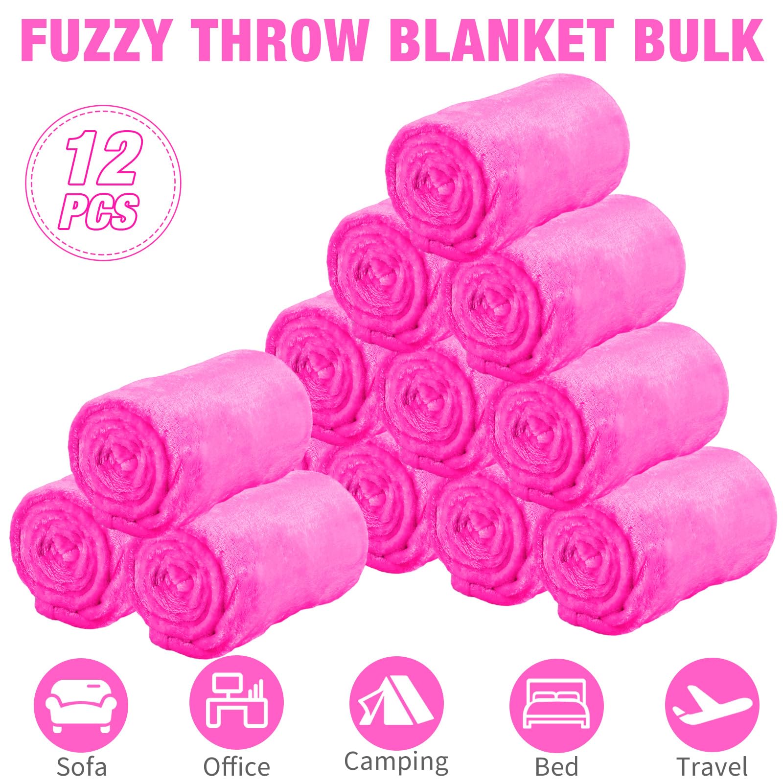 SmoothNovelty 12 Pcs Easter Fleece Blankets for Girls Sleepover Party Soft Fuzzy Throw Blanket 40 x 60 Inch Warm Flannel Blanket for Teenager Bed Travel SPA Moive Party (Rose Red)