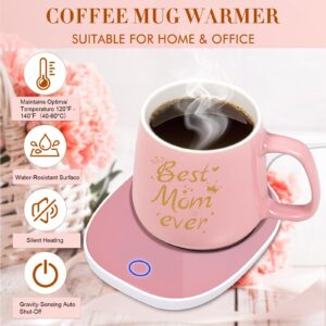 Coffee Mug Warmer & Best MOM Ever Mug Set, Mug Warmer for Desk, Birthday for Mom from Daughter, Son