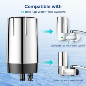 2-Pack Water Filter Replacement for Brita Faucet Filtration System, BPA-Free, NSF Certified to Reduce Chlorine and Lead, Replace On-Tap Faucet Mount Water Filter, Chrome