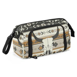 fisyme western boho bull skulls pencil case large capacity pencil pouch pen bag box big makeup pencil case organizer