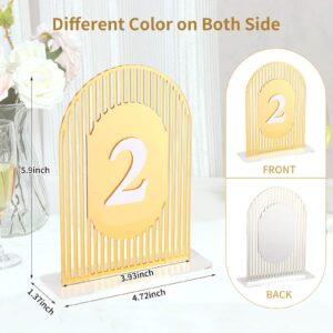 20 pcs Modern Arch Gold Table Numbers for Wedding Reception， Acrylic Signs and Holders ，Perfect for Centerpiece, Reception, Decoration, Party, Anniversary, Event（4x6 Inch）