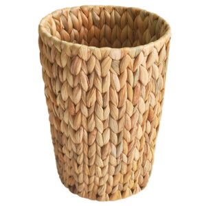 coeusy wicker trash can,small bathroom trash can,water hyacinth wicker waste basket for bathroom,boho waste basket for bedroom,home office,compact spaces(2 gallon round)