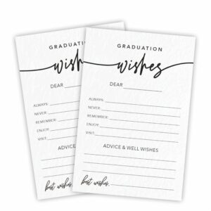 30 minimalist graduation wishes cards - 4x6" advice & wishes cards, grad wish card, class of 2024 graduation party decorations & supplies - 001