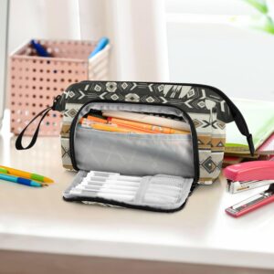 Fisyme Western Boho Bull Skulls Pencil Case Large Capacity Pencil Pouch Pen Bag Box Big Makeup Pencil Case Organizer