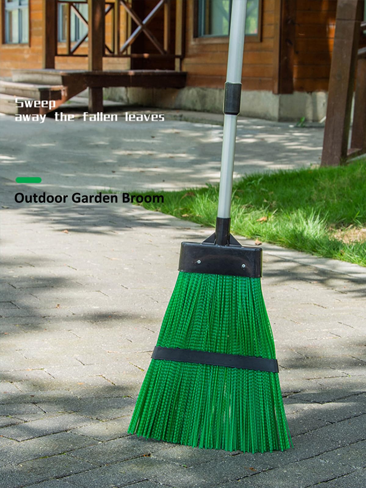 Xifando Courtyard Broom-Heavy Duty Broom Long Handle Outdoor Commercial Angle Broom for Courtyard Ourdoor Travel Camping