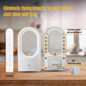 ULTRABOT Indoor Flying Insect Trap, 2 Pack Gnat Glue Traps Plug-in Indoor Bug Light Insect Killer with Double-Sided Adhesive Glue Cards Fly Traps Get Rid of Fruit Flies, Gnat, Moth