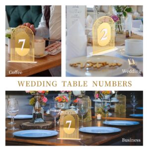 20 pcs Modern Arch Gold Table Numbers for Wedding Reception， Acrylic Signs and Holders ，Perfect for Centerpiece, Reception, Decoration, Party, Anniversary, Event（4x6 Inch）