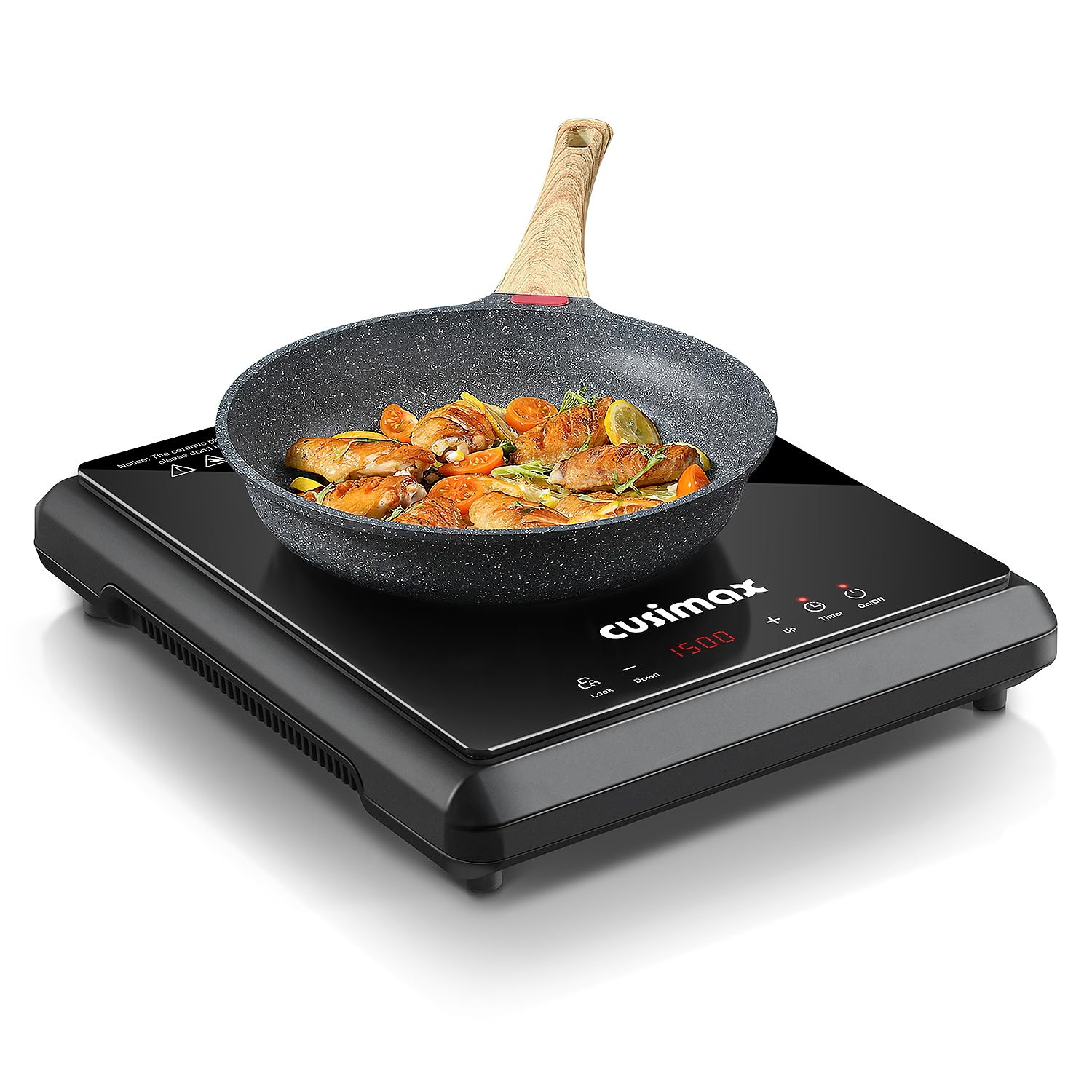 CUSIMAX 1500W Hot Plate, Portable Infrared Electric Stove For Home With 7 Speed,Ceramic Countertop Stove Sensor Touch,Kids Safety Lock And Timer,Compatible For All Cookwares