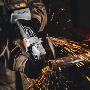 AVID POWER Cordless Angle Grinder with 4-pole Motor, 20V Cordless Grinders Tools w/3.0A Battery & Fast Charger, 4-1/2 Inch Grinding Wheels, Cutting Wheels, Flap Discs and Auxiliary Handle - Grey