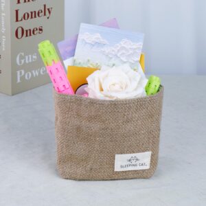 TENEBRALUX Small Cotton and Linen Hanging Storage Basket for Desktop, Ideal for Organizing Keys and Miscellaneous Items.