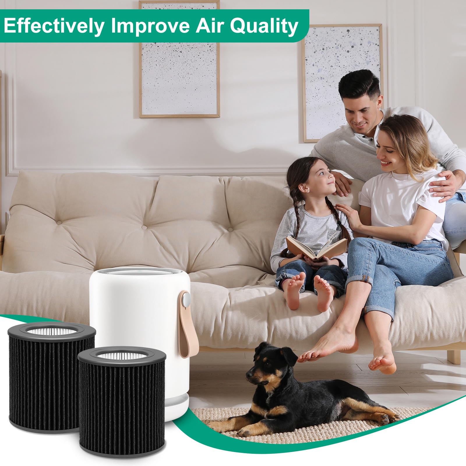 imeccalive 2 Pack Air Mini PECO-HEPA Filter Replacement Compatible with Molekule Tri-Power Air Mini and Air Mini + Air Machine, 3 in 1 Efficient Filtration System with Activated Carbon