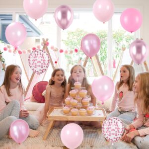 DUILE 60pc Light Pink Balloons Metallic Pink Balloon Pink Latex Balloons Pink Confetti Balloons and Pear White Balloons for Birthday Baby Shower Princess Party Decorations