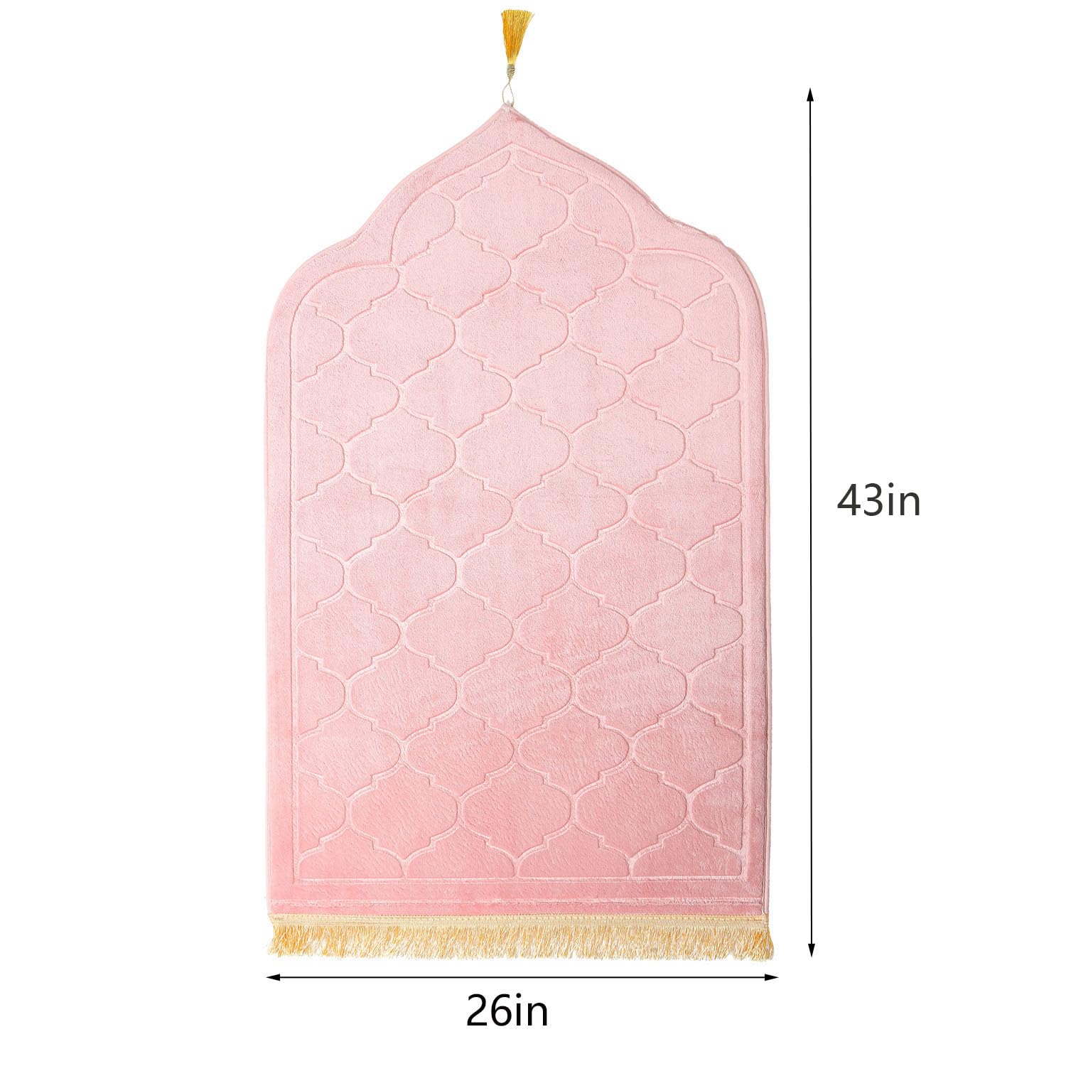 JE JOUE Prayer Rug Muslim Mat Islamic - Thickening Sponge Muslim Rug for Kids Men Women with Islam Prayer Beads for Eid Travel Ramadan, Soft Luxury Great for Knees and Forehead （Pink）