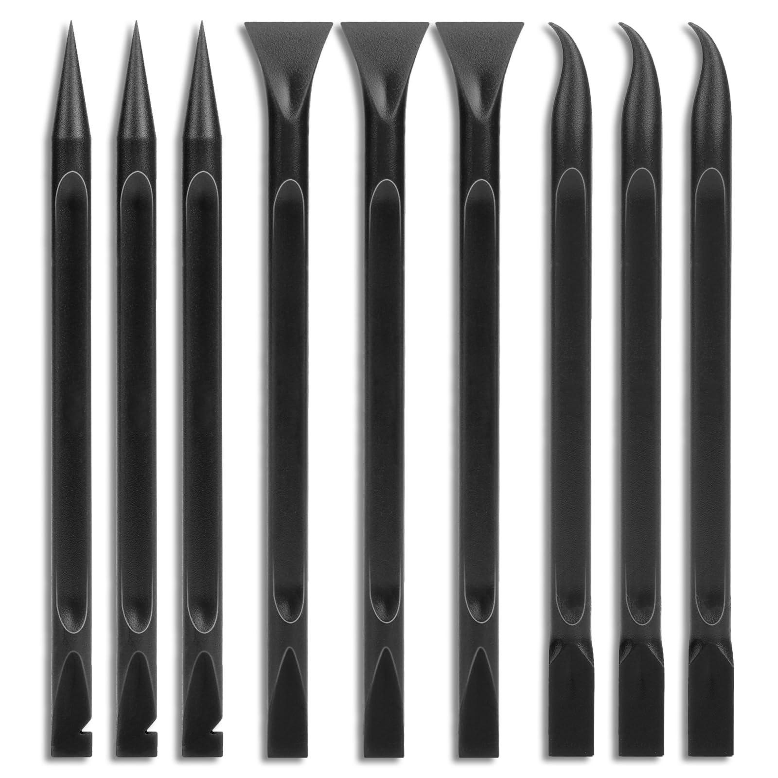 Crevice Cleaning Tool, 9 PCS Carbon Fiber Plastic Scraper Tool Car Detailing Brush Set Non-scratch Multi-purpose Scraper for Clean Small Narrow Spaces and Gaps, Remove Stickers Labels Oil Stains Dirt