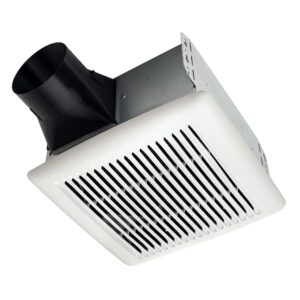 Broan-NuTone A80 Ventilation Fan with Roomside Installation, 80 CFM, 2.0 Sones White & RVK1A Roof Vent Kit, Black