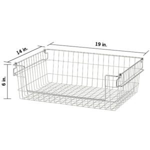 TRINITY 2-Pack Stackable Metal Wire Storage Baskets With Handles, EcoStorage Chrome, 19 Inches