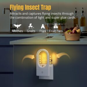 ULTRABOT Indoor Flying Insect Trap, 2 Pack Gnat Glue Traps Plug-in Indoor Bug Light Insect Killer with Double-Sided Adhesive Glue Cards Fly Traps Get Rid of Fruit Flies, Gnat, Moth