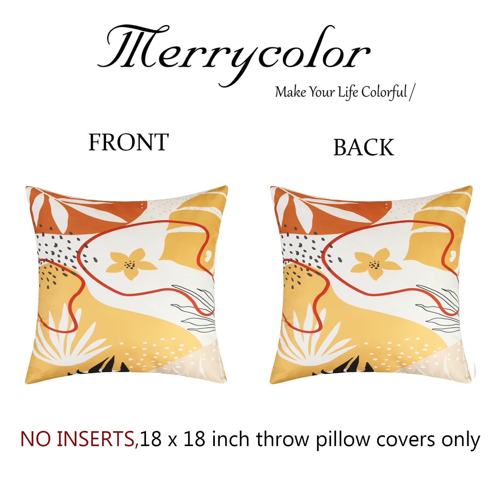 Merrycolor Outdoor Pillow Covers 20x20 Waterproof Throw Pillow Cover Flower Garden Farmhouse Outdoor Pillows Covers for Patio Furniture Set of 2,Black